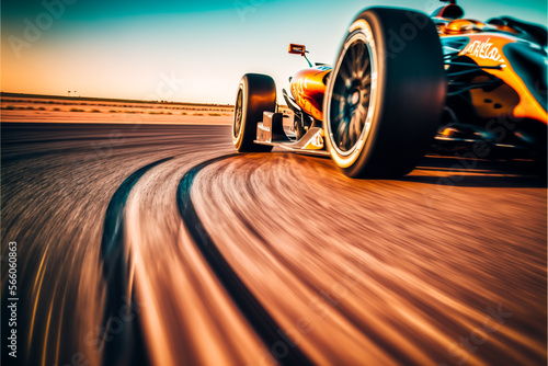 Futuristic generic concept sport Formula one car speeding on the road, generative ai,.