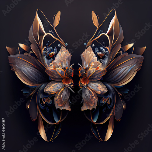 A digital butterfly in a futuristic style . digital abstract wings
