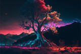 Fantasy nature tree colorful beautiful art