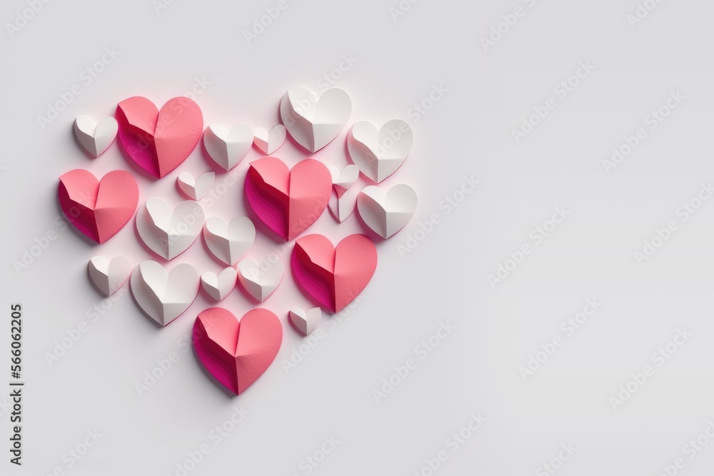 Hearts made of paper background card, Generative AI