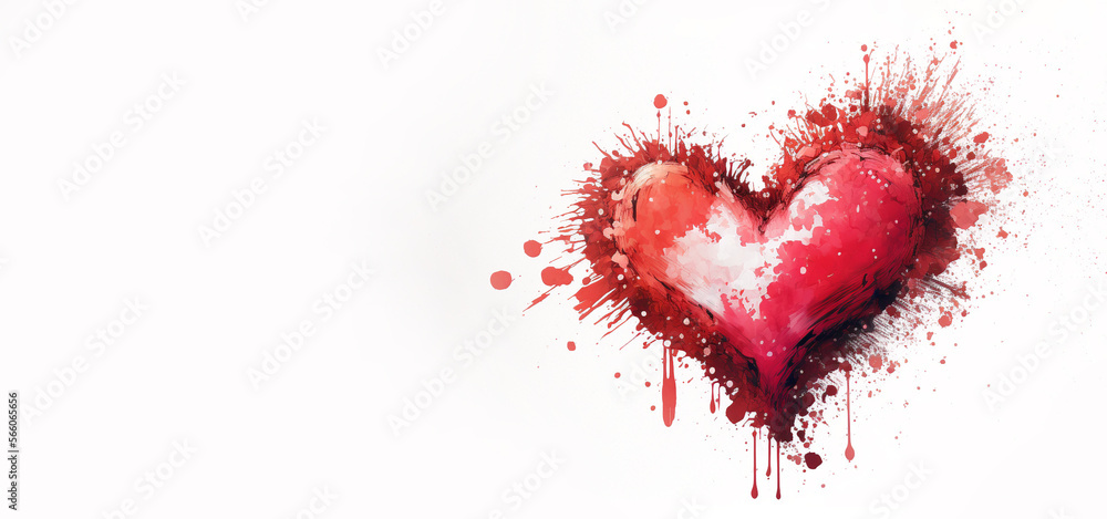 Obraz premium Valentine's day red watercolor heart on white background