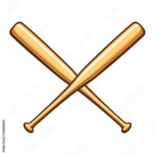 simple classic 2 crossed wood baseball bats