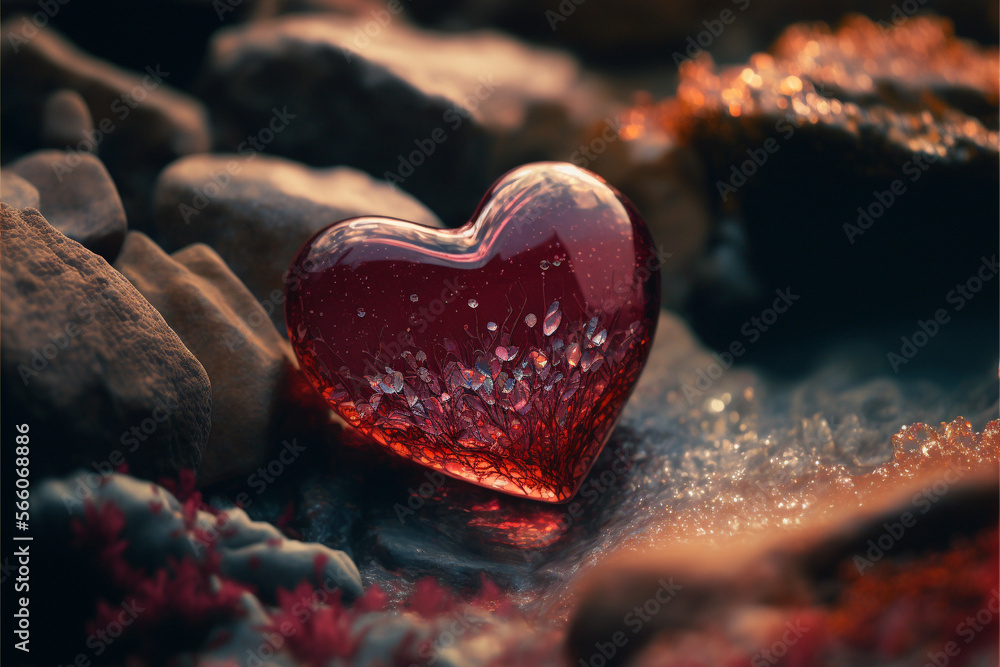 Fototapeta premium Heart shaped crystal stone