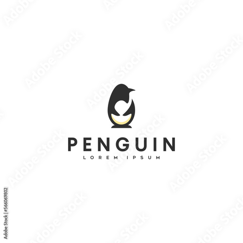 Penguin black white logo design inspiration