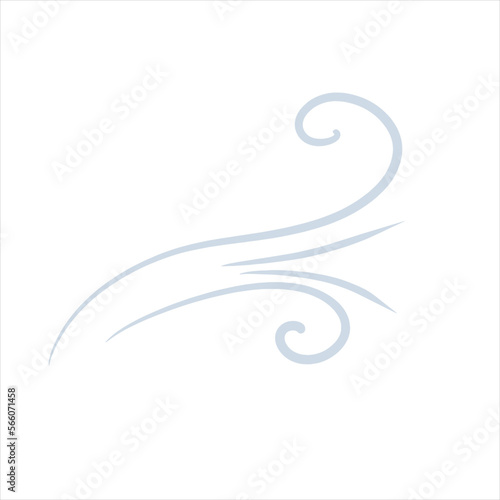 Wind. Air flow. Blue wavy line. Breeze and weather icon. Flat illustration isolated on white background