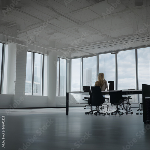 Empty workplace enviroment, architectural © Pramuk