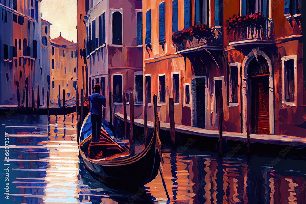 gondola, impressionism oil painting, generative AI Art