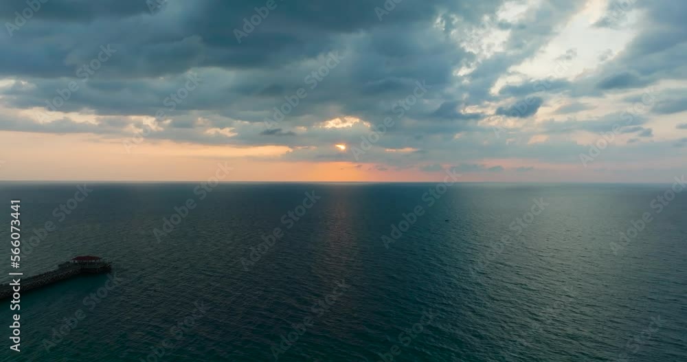 Sunset over sea horizon Cinematic scene seascape sunset Cloud sunset background Aerial high angle view, High quality footage 4K ProRes 422HQ Sunset over sea horizon Cinematic scene seascape sunset Cloud sunset background Aerial high angle view, High quality footage 4K ProRes 422HQ