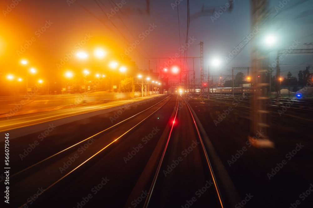 fast moving on railway at night
