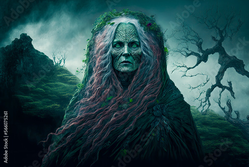 A banshee, folklore, old woman. Generative AI