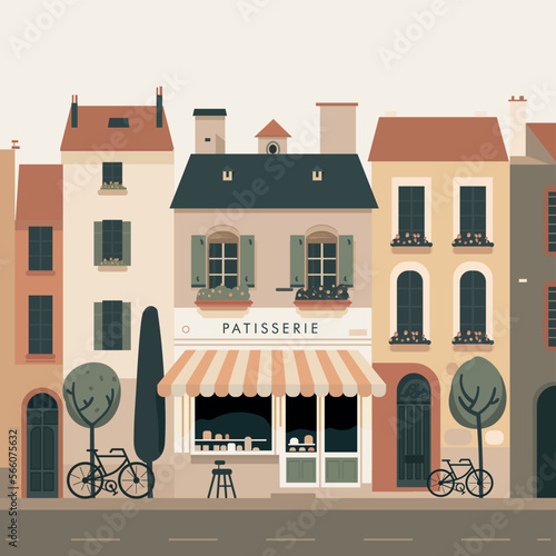 French travel vintage modern style provence scene architecture paris illustration