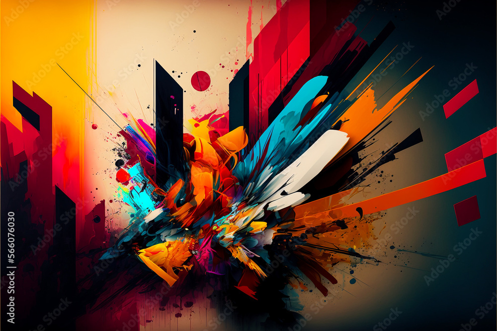 Abstract Colorful Background with Splashes. AI Generated. 