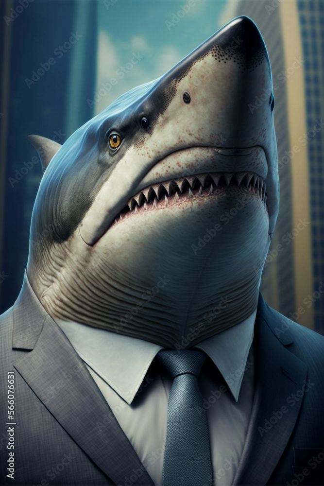 Obraz na plátně Business Shark. Grey Suit Collection. 2023AI.
