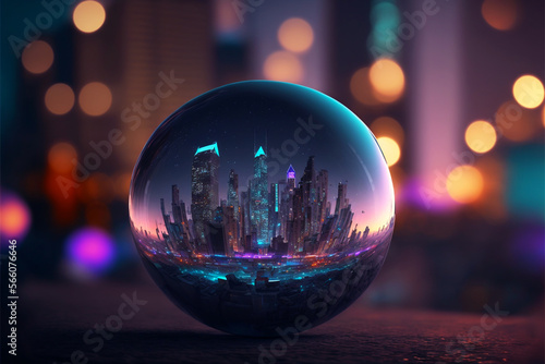 City Globe. Sunsets Collection. Neon Lights 