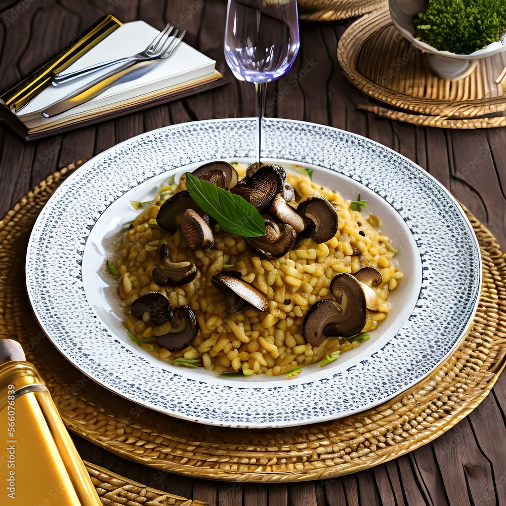 A plate of risotto with mushrooms and truffle oil1, Generative AI