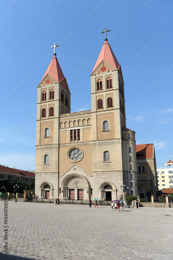 Qingdao Catholic Church in Shandong province, China, founded in 1932, is a national key cultural relic.


