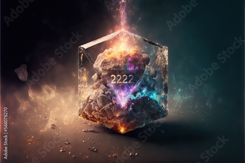 Magical Crystal Oracle, For Fortune Tellers, Magicians, and Witches to see remotely the infinite space time through it, showing secrets about mankind, universe, and future, generative ai