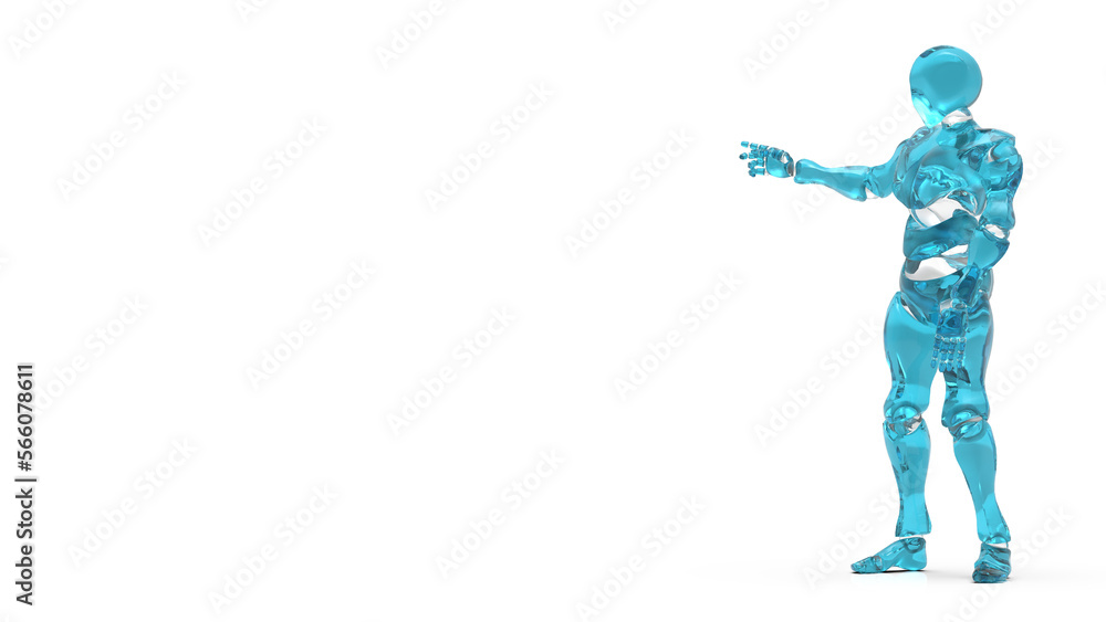 Detailed appearance of the clear blue AI robot under white background. Concept 3D CG of automatic operation, optimization and block chain. PNG file format. Detailed appearance of the clear blue AI robot under white background. Concept 3D CG of automatic operation, optimization and block chain. PNG file format.