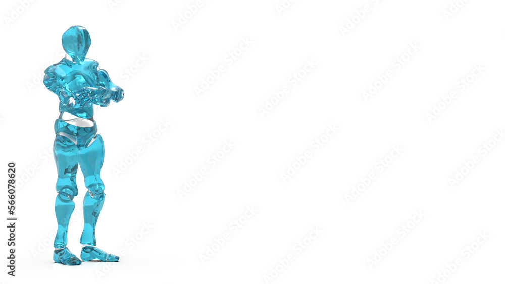 Detailed appearance of the clear blue AI robot under white background. Concept 3D CG of automatic operation, optimization and block chain. PNG file format. Detailed appearance of the clear blue AI robot under white background. Concept 3D CG of automatic operation, optimization and block chain. PNG file format.