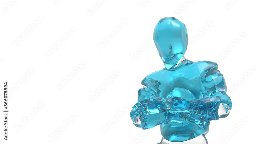 Detailed appearance of the clear blue AI robot under white background. Concept 3D CG of automatic operation, optimization and block chain. PNG file format. Detailed appearance of the clear blue AI robot under white background. Concept 3D CG of automatic operation, optimization and block chain. PNG file format.