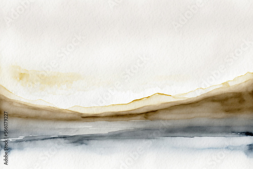 Minimalistic watercolor landscape background. Simple watercolor landscape painting. 