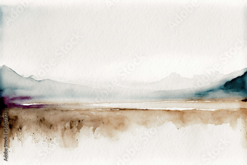 Minimalistic watercolor landscape background. Simple watercolor landscape painting. 