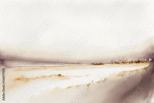 Minimalistic watercolor landscape background. Simple watercolor landscape painting. 