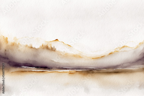 Minimalistic watercolor landscape background. Simple watercolor landscape painting. 