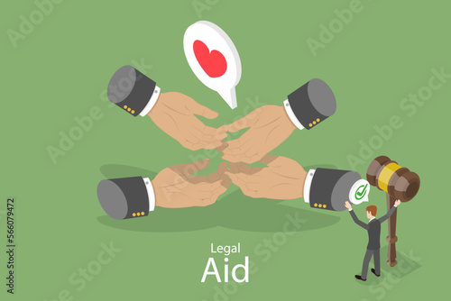 3D Isometric Flat Vector Conceptual Illustration of Legal Aid, Assistance and Consulting