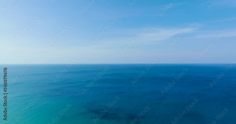Aerial view, sea horizon as far as the eye can see, blue water, blue sky on a clear day. Aerial view, sea horizon as far as the eye can see, blue water, blue sky on a clear day.