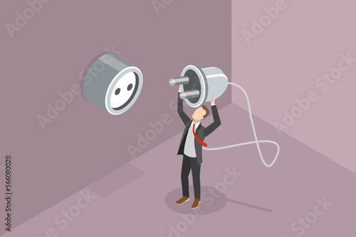 3D Isometric Flat Vector Conceptual Illustration of Self-charging, Burnout Recovery