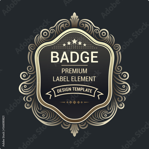 Vintage premium retro label badge. Design template or element of logo design. Vector color illustration.