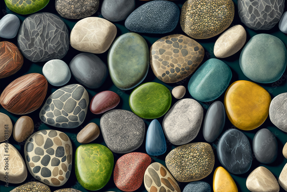 Pattern of many various stones. Generative AI Pattern of many various stones. Generative AI