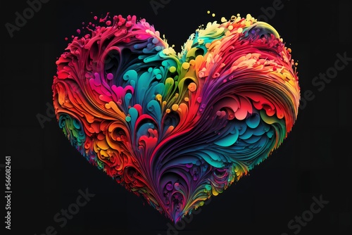 Colorful heart with spray of paint