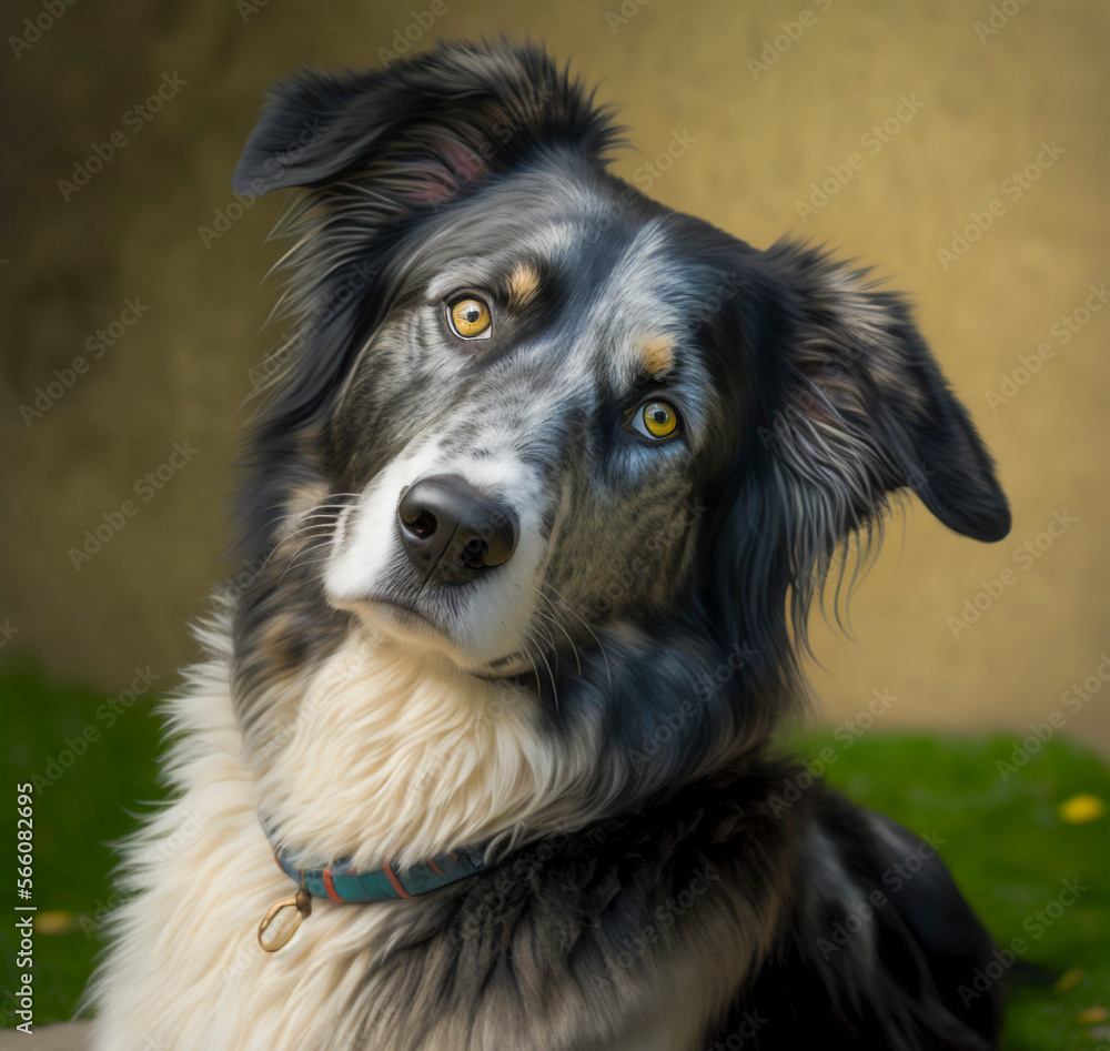 AI Generative portrait of a dog, Australian Shepherd, blue merle, portrait, cute AI Generative portrait of a dog, Australian Shepherd, blue merle, portrait, cute
