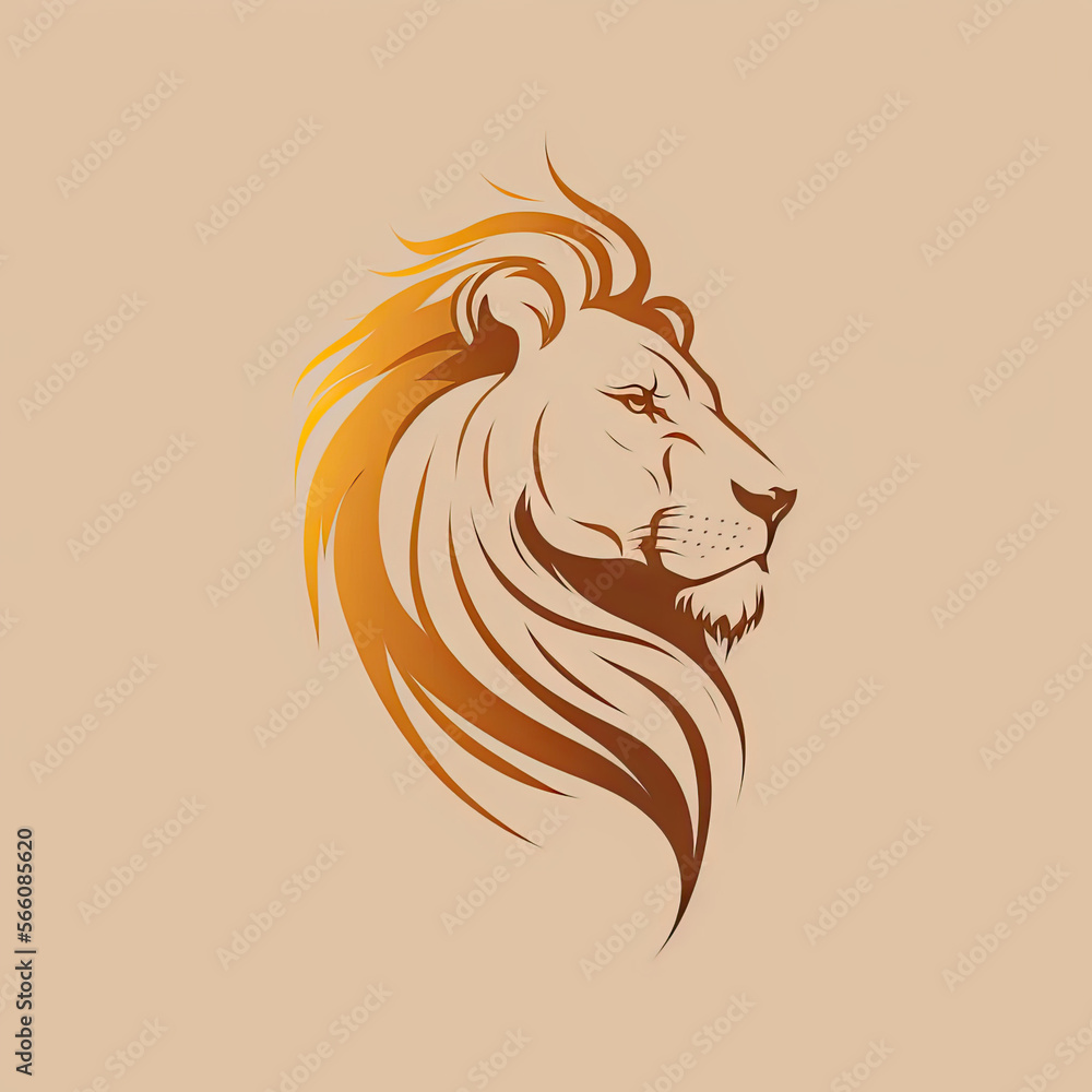 A flat logo of a lion head, made using generative ai
