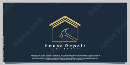 house repair logo design with hammer icon creative concept