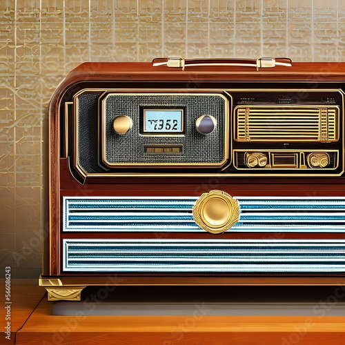 A vintage Art Deco radio with a Bakelite case and geometric patterns2, Generative AI