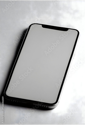 mobile phone with a blank screen, white screen, mock-up screen, generative ai
