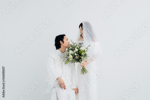 Fototapeta 新郎新婦のポートレート　ブライダルフォト　フォトウェディング　前撮り