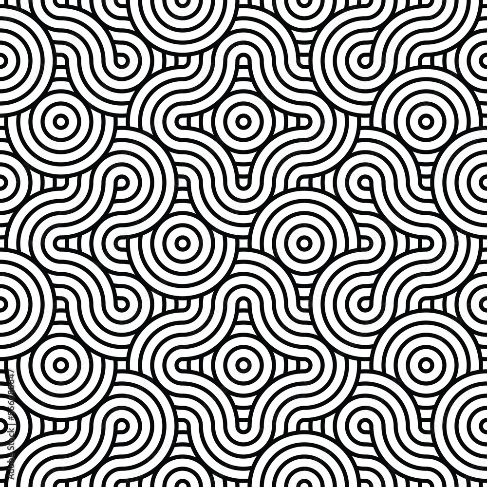 Seamless pattern background with black and white geometric stripe line