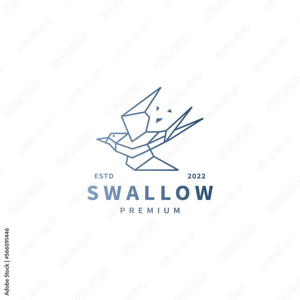 swallow bird logo design illustration with geometric line art style