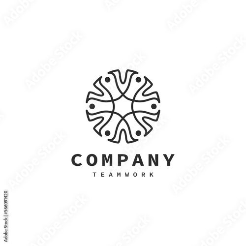six people teamwork logo design illustration