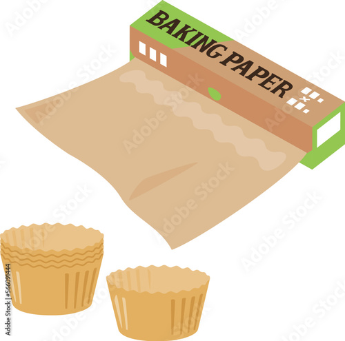 無漂白のクッキングシートとベーキングカップ