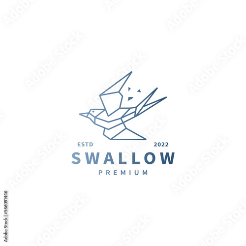swallow bird logo design illustration with geometric line art style