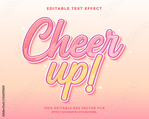 decorative cheer up editable text effect vector design photo