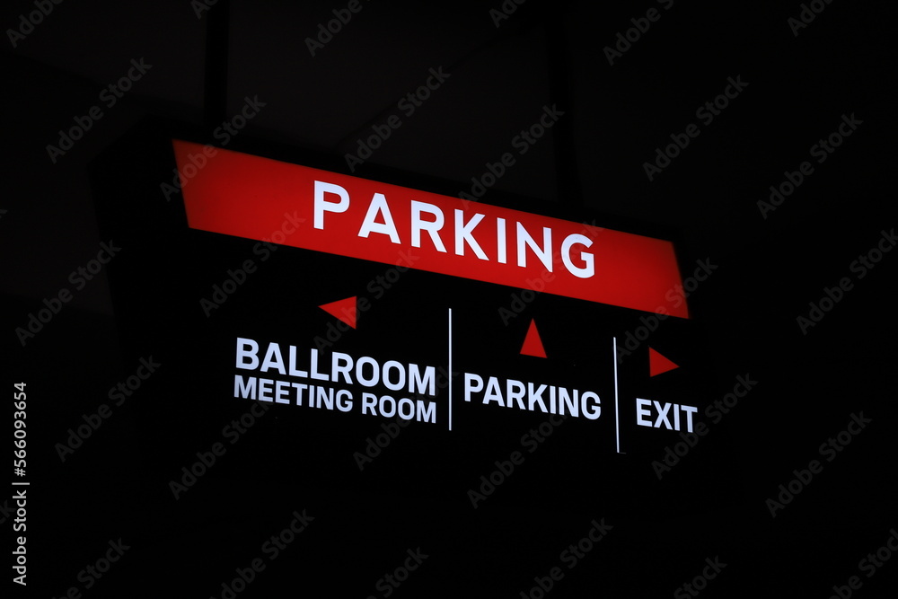 Illuminated parking sign at a hotel Illuminated parking sign at a hotel