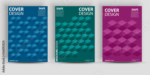 Minimalist style premium placard layout bundle. Tile geometric elements backdrop vertical cover design. Corporate report cover abstract geometric illustration design layout bundle.