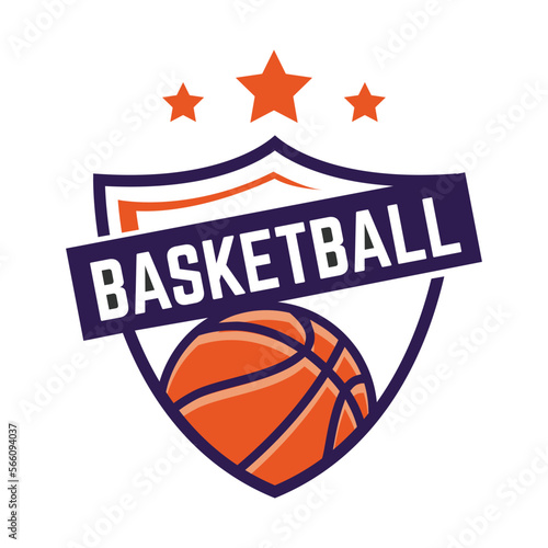 Minimalist Basketball logo emblem template, with white isolated background © Guavanaboy