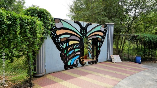 Vandalur,Tamilnadu,India-October 04 2022: Entrance of Beautiful butterfly park of Arignar Anna Zoological Park, AAZP photo